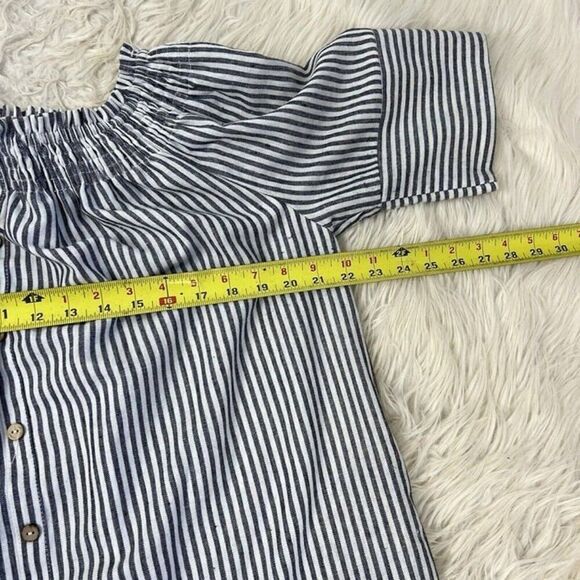 Paper Crane NWOT Cotton Striped Smocked Off Shoulder Midi Dress Boho Dress Large - Picture 5 of 12